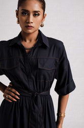 Double Pocket Maxi Dress - Navy